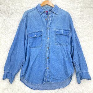 VTG Silenzio America Original Jean Wear Jean Shirt Light Wash Button Up M 90's